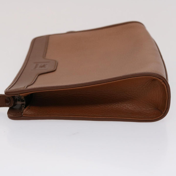 BURBERRYS Clutch Bag Leather Brown Auth yk7639