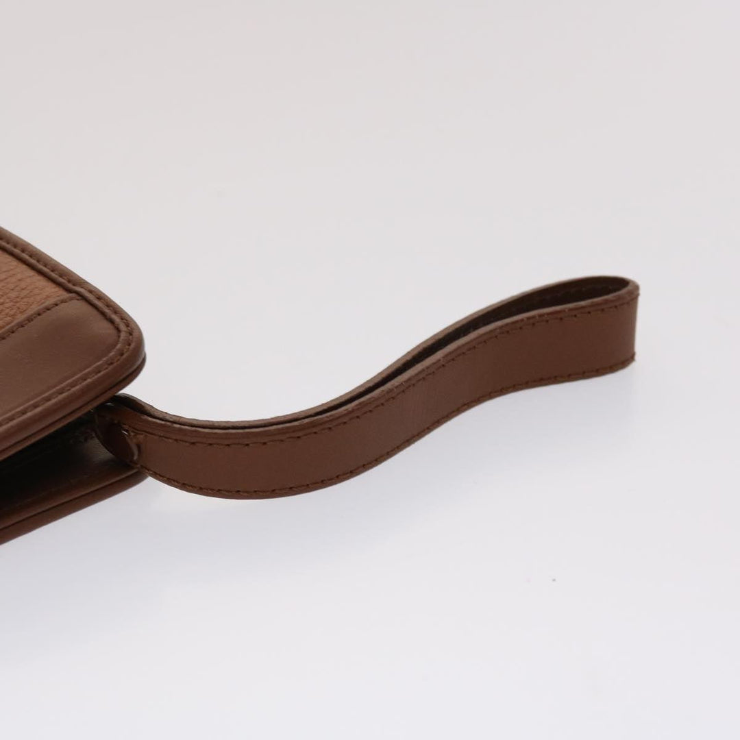 BURBERRYS Clutch Bag Leather Brown Auth yk7639
