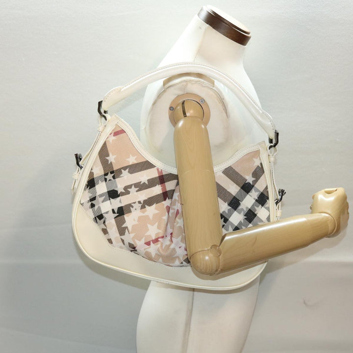 BURBERRY Nova Check Shoulder Bag PVC Leather Beige Auth yk7693B