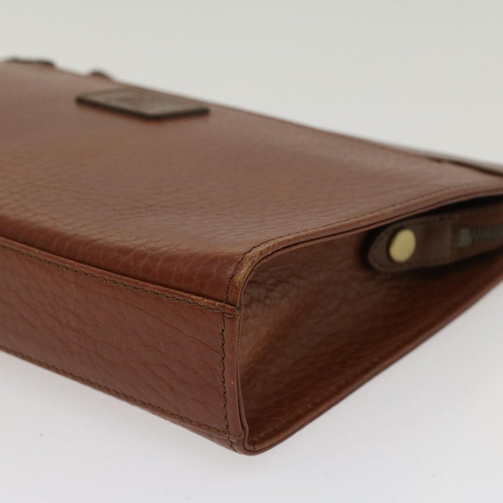 BurberrySs Clutch Bag Leather Brown Auth yk7778