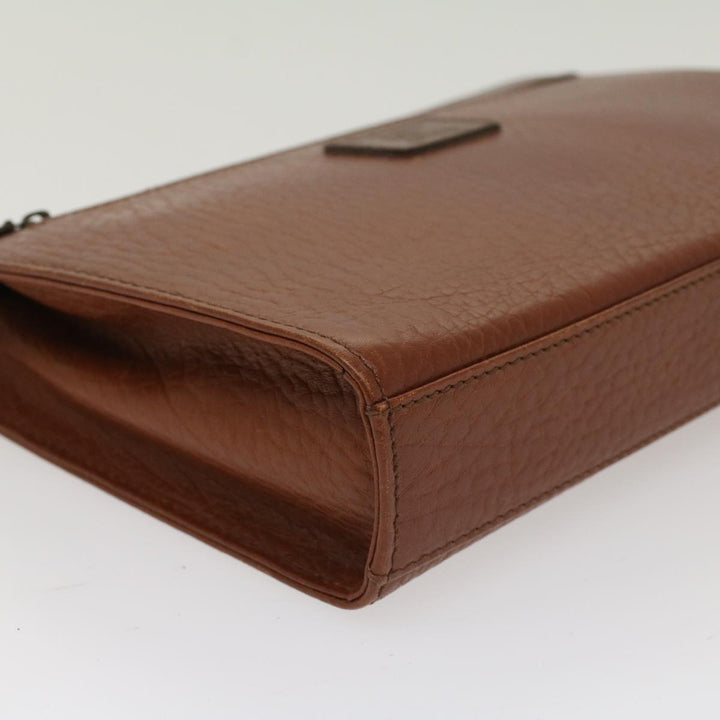 BurberrySs Clutch Bag Leather Brown Auth yk7778