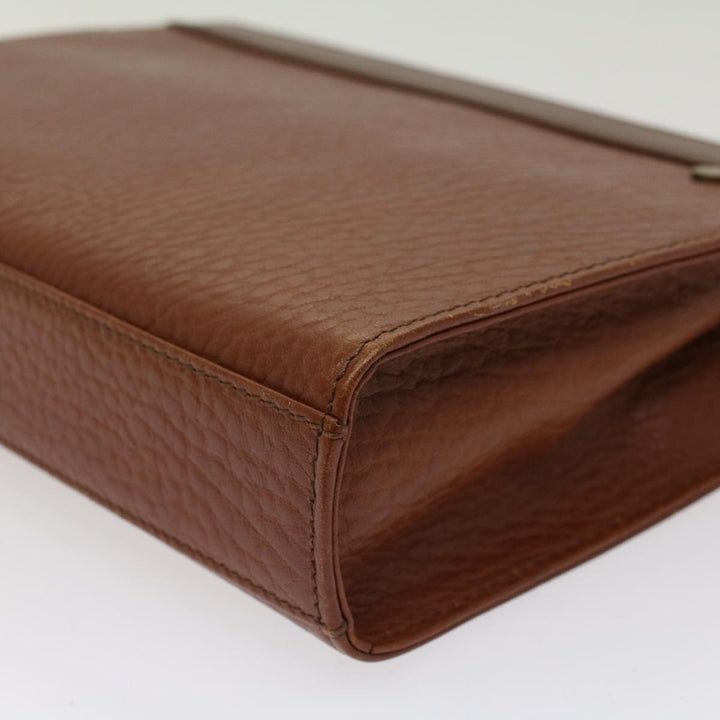 BurberrySs Clutch Bag Leather Brown Auth yk7778