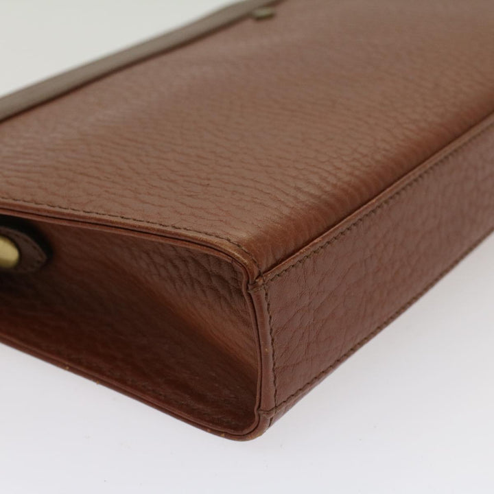 BurberrySs Clutch Bag Leather Brown Auth yk7778