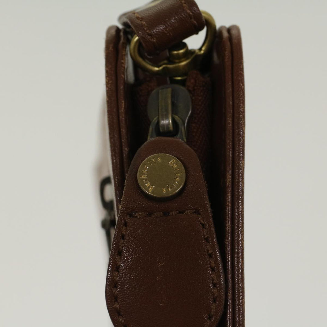 BurberrySs Clutch Bag Leather Brown Auth yk7778