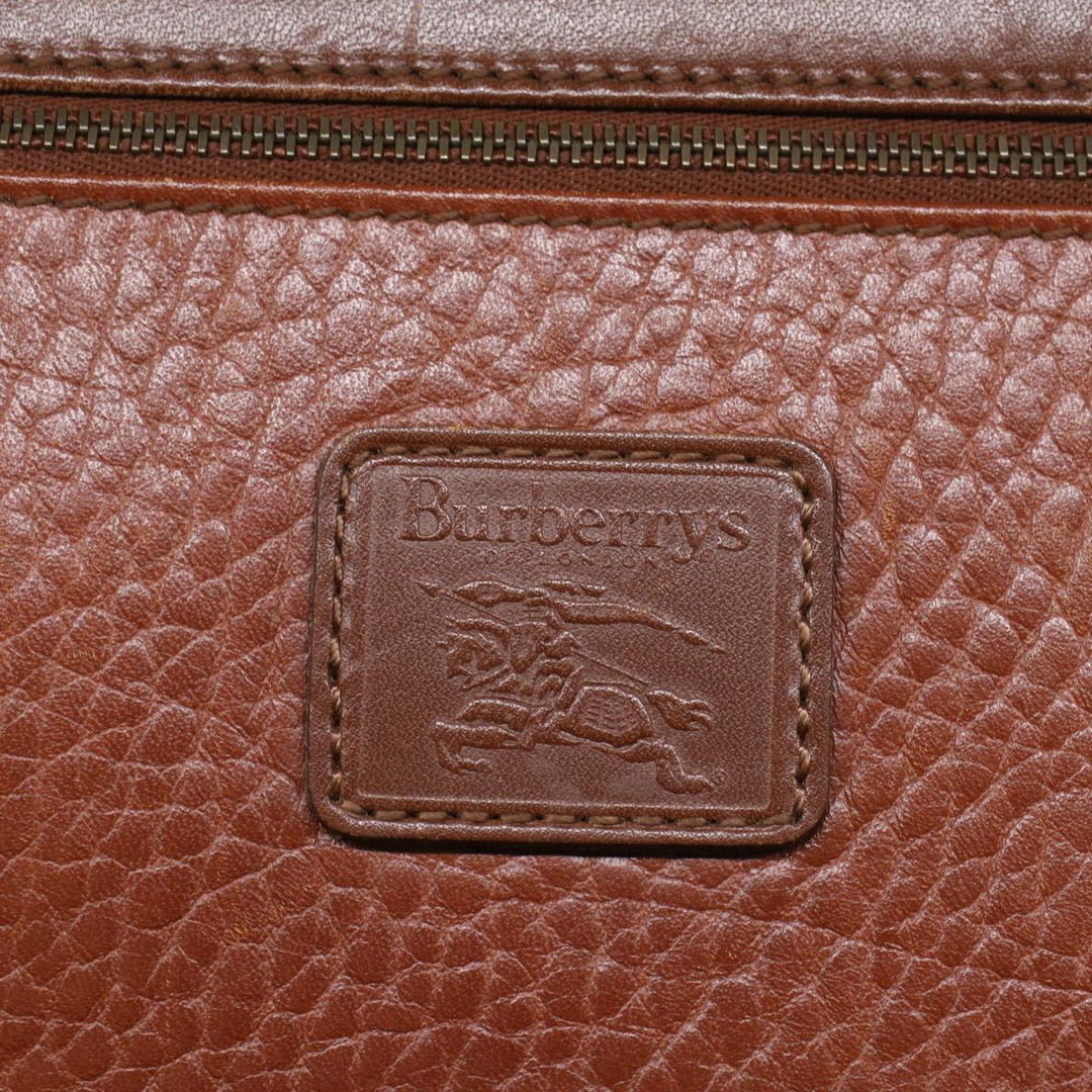 BurberrySs Clutch Bag Leather Brown Auth yk7778