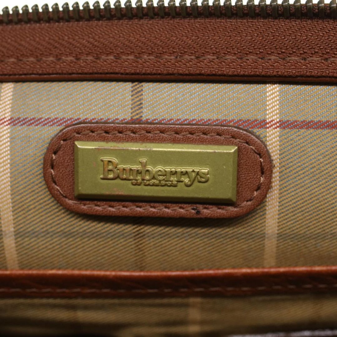 BurberrySs Clutch Bag Leather Brown Auth yk7778