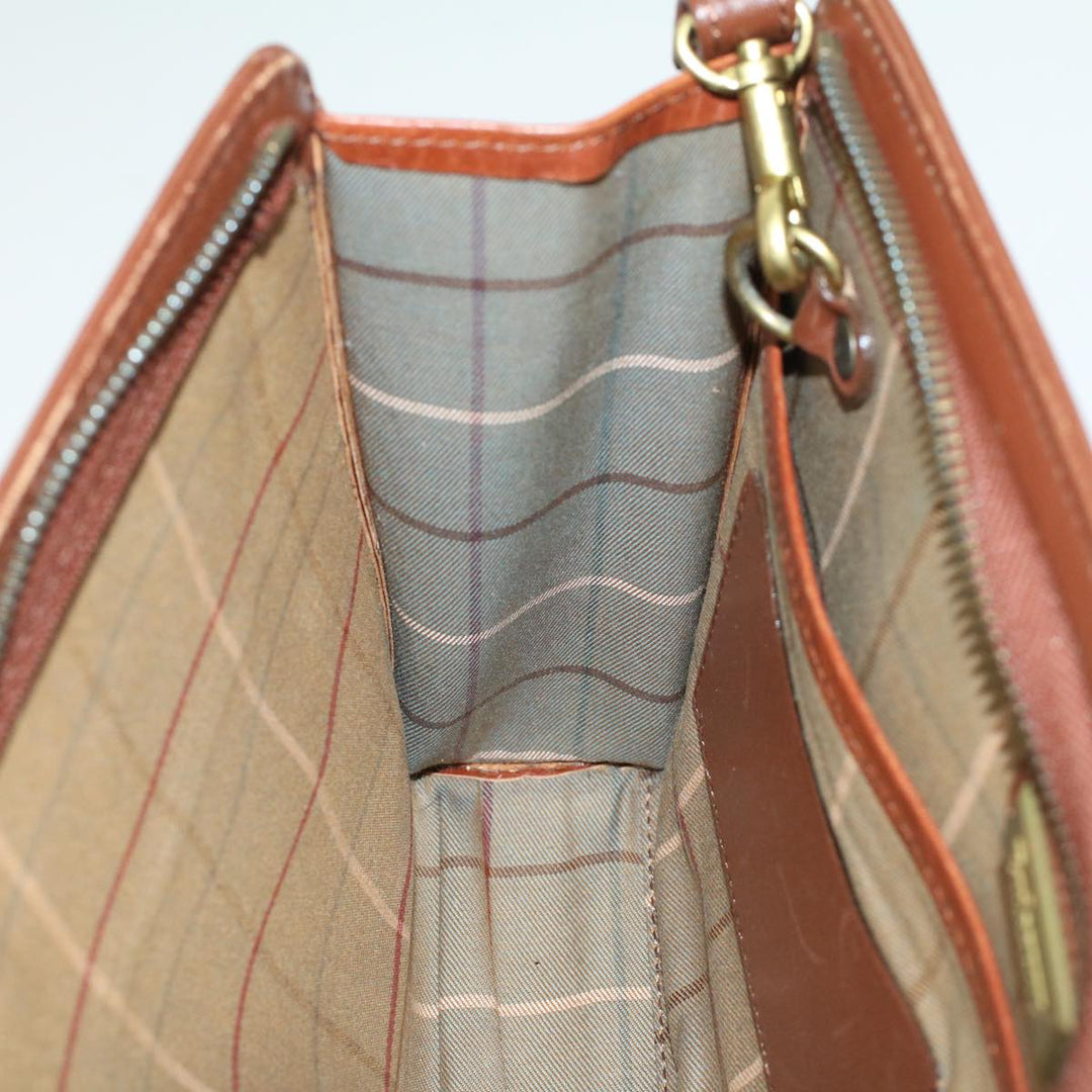 BurberrySs Clutch Bag Leather Brown Auth yk7778