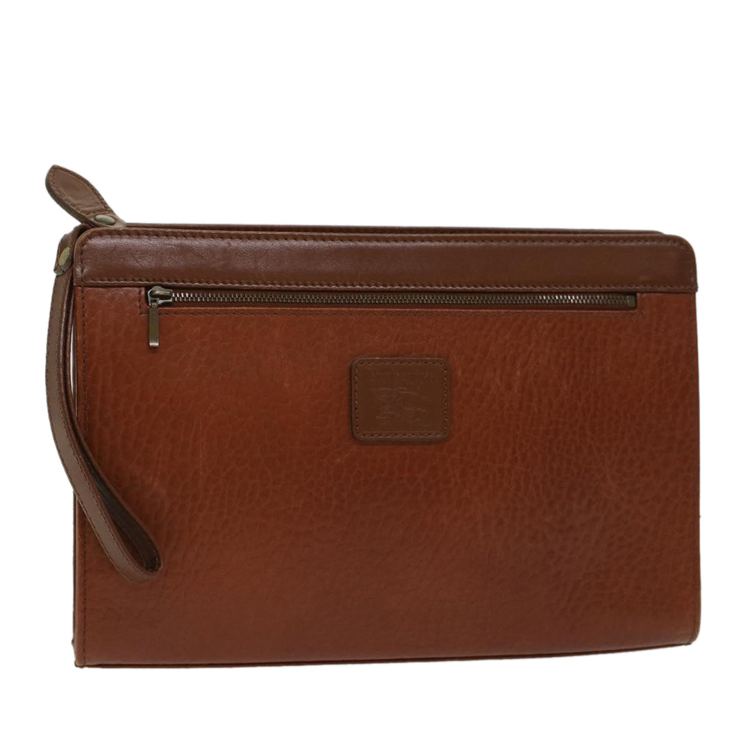 BurberrySs Clutch Bag Leather Brown Auth yk7778