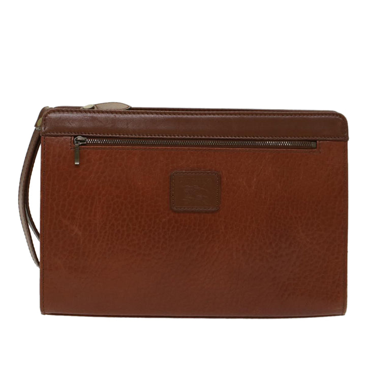 BurberrySs Clutch Bag Leather Brown Auth yk7778