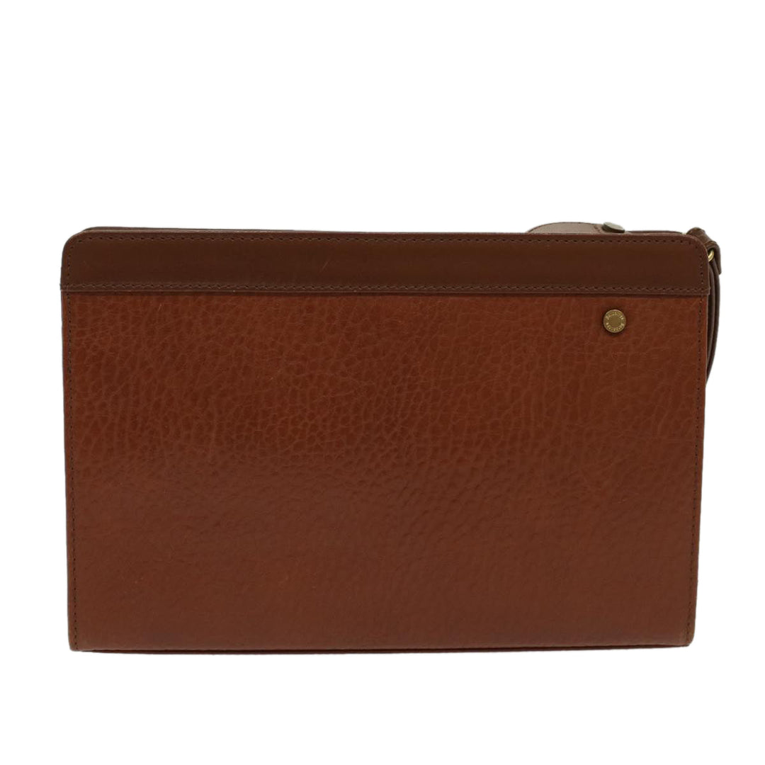 BurberrySs Clutch Bag Leather Brown Auth yk7778