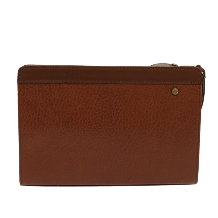BurberrySs Clutch Bag Leather Brown Auth yk7778
