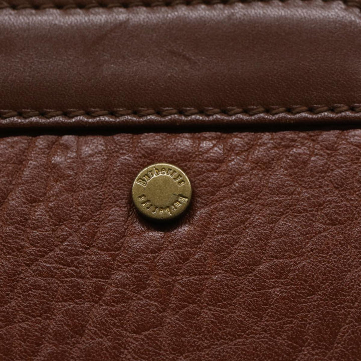 BurberrySs Clutch Bag Leather Brown Auth yk7778
