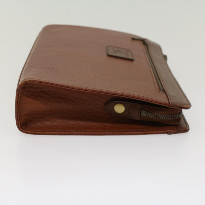 BurberrySs Clutch Bag Leather Brown Auth yk7778