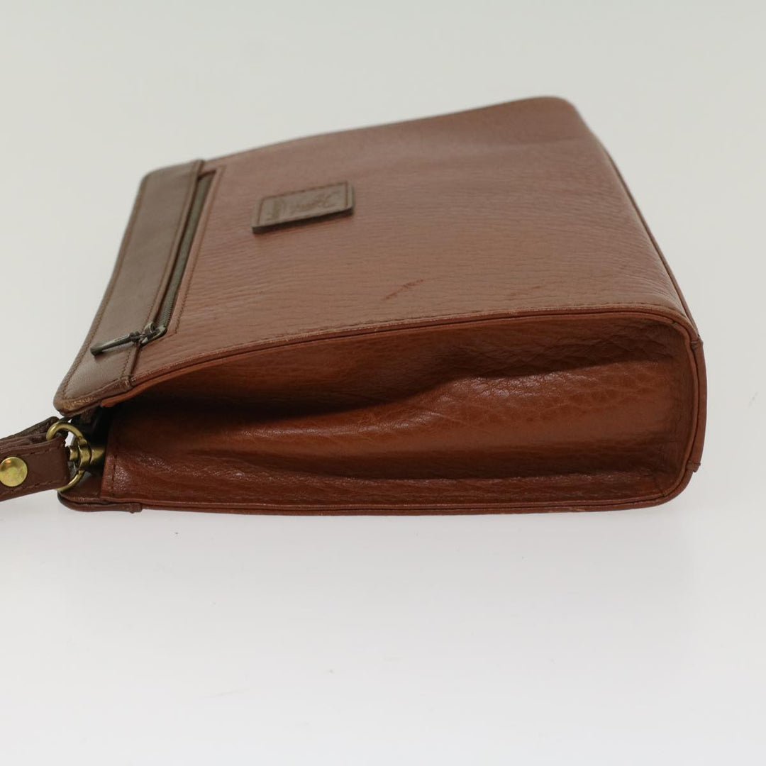 BurberrySs Clutch Bag Leather Brown Auth yk7778