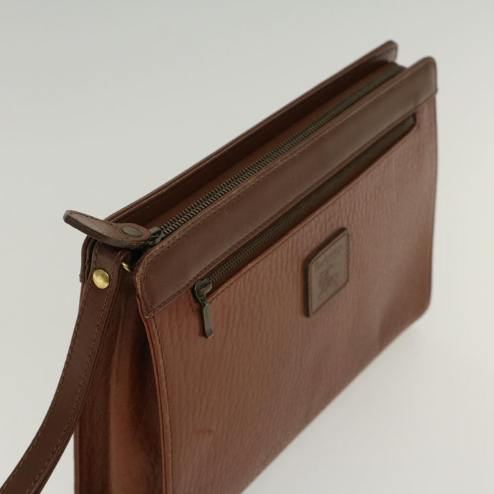 BurberrySs Clutch Bag Leather Brown Auth yk7778