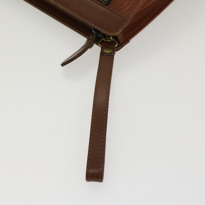 BurberrySs Clutch Bag Leather Brown Auth yk7778