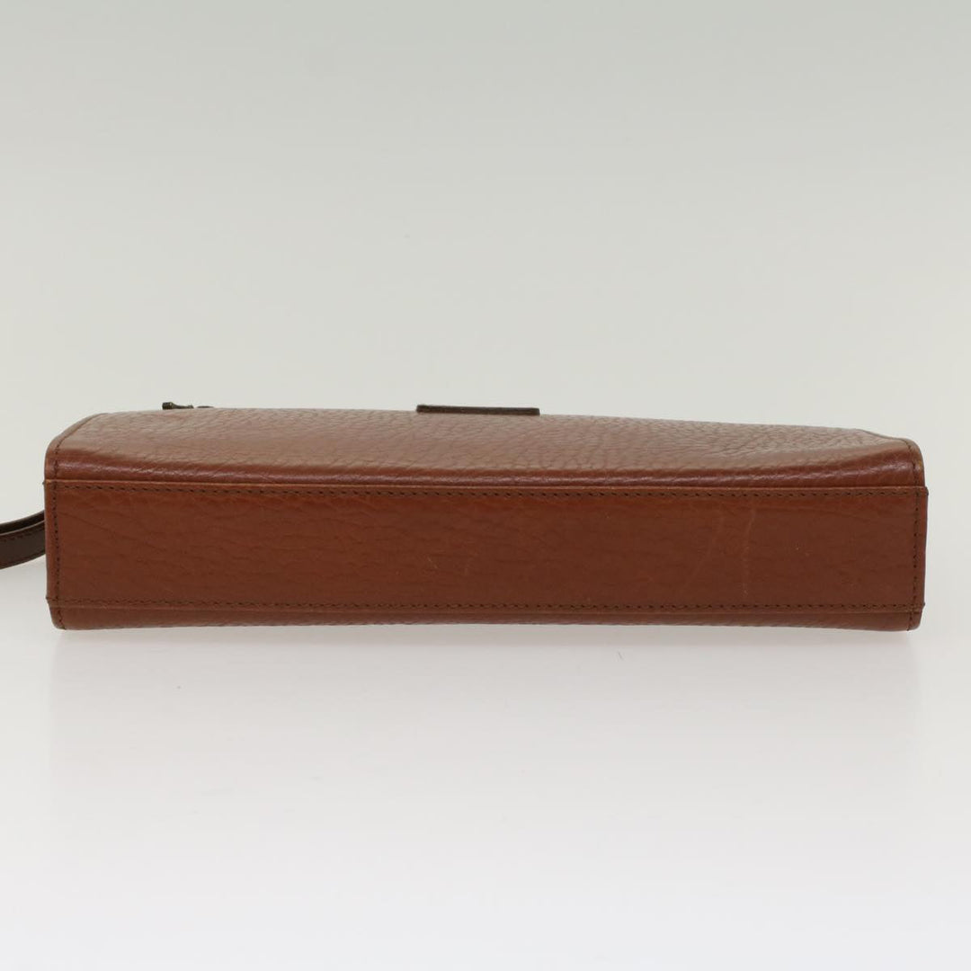 BurberrySs Clutch Bag Leather Brown Auth yk7778