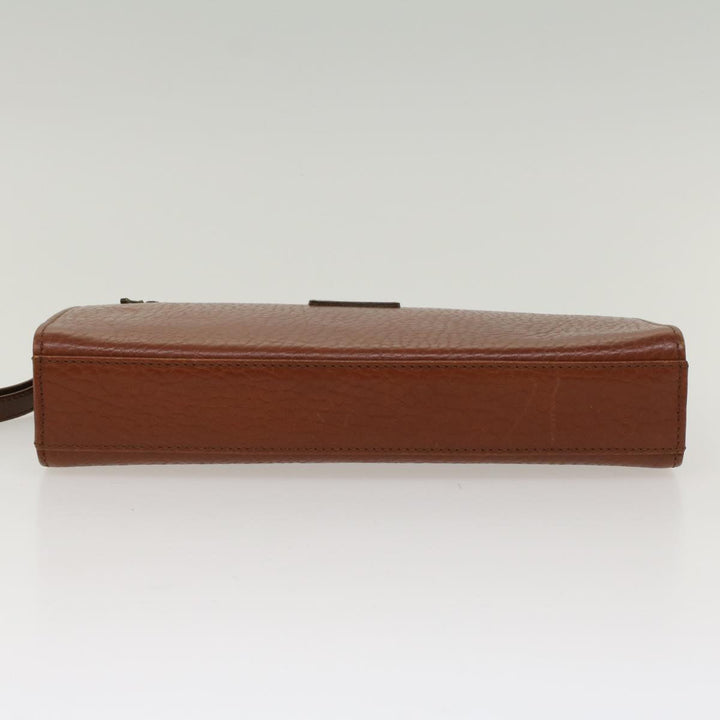 BurberrySs Clutch Bag Leather Brown Auth yk7778
