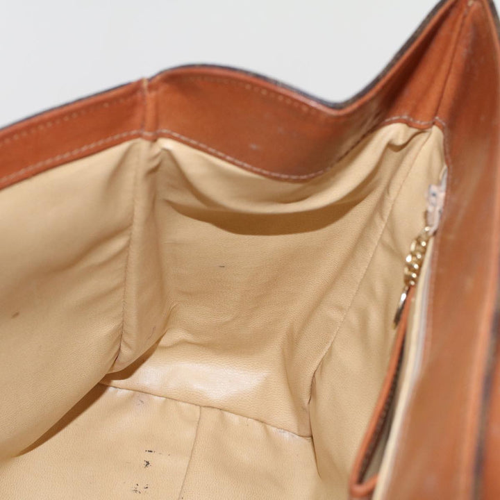 Celine Macadam Canvas Hand Bag PVC Leather 2Set Brown 7839B