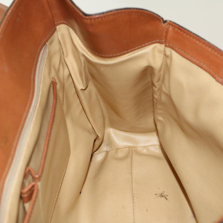 Celine Macadam Canvas Hand Bag PVC Leather 2Set Brown 7839B