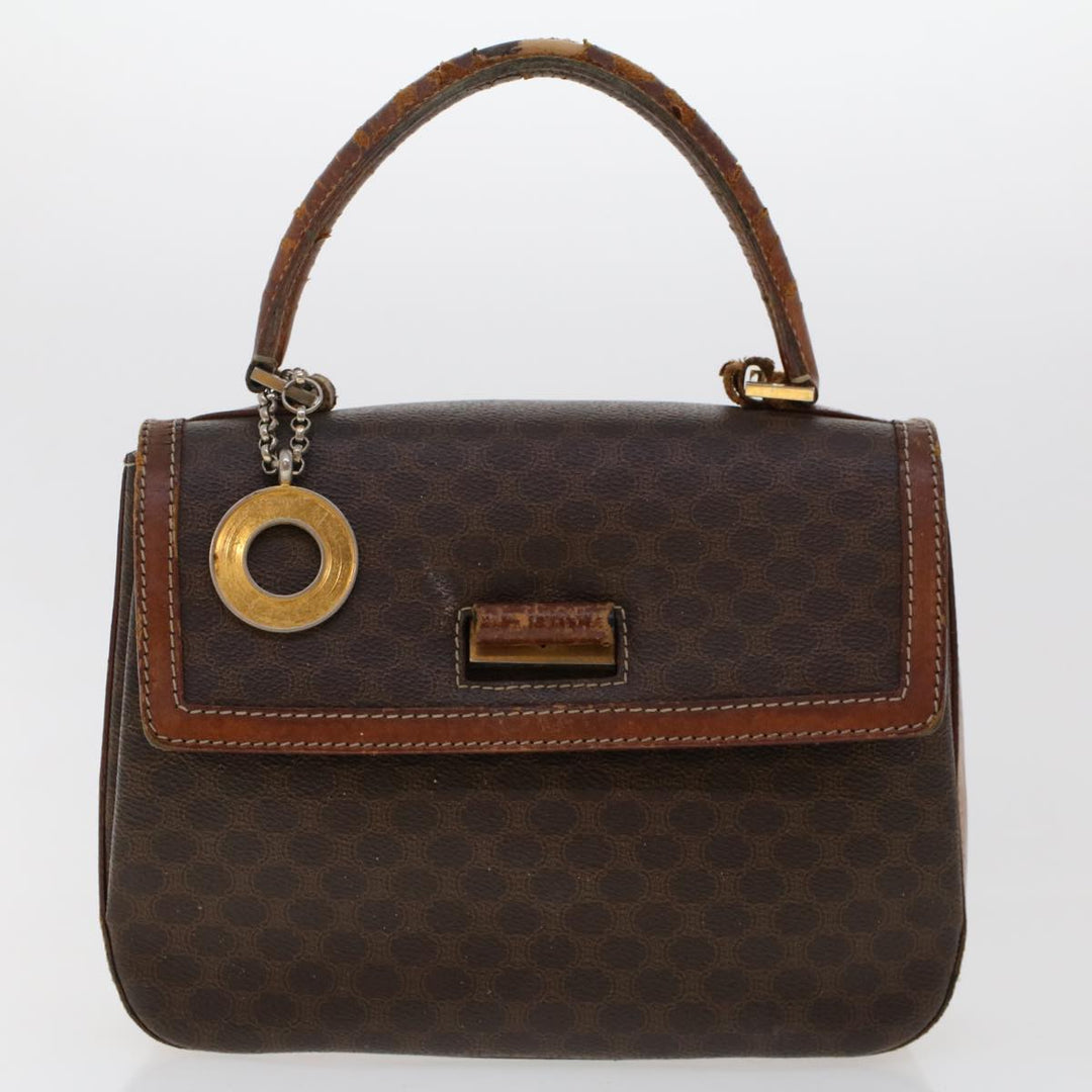 Celine Macadam Canvas Hand Bag PVC Leather 2Set Brown 7839B