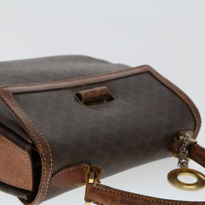 Celine Macadam Canvas Hand Bag PVC Leather 2Set Brown 7839B