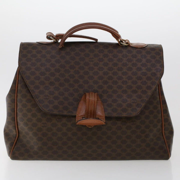 Celine Macadam Canvas Hand Bag PVC Leather 2Set Brown 7839B