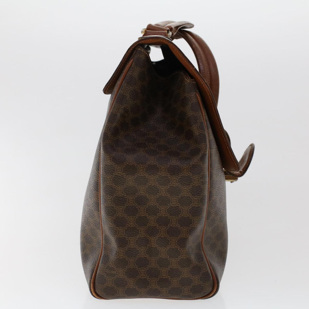 Celine Macadam Canvas Hand Bag PVC Leather 2Set Brown 7839B
