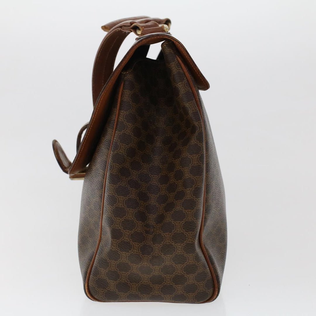 Celine Macadam Canvas Hand Bag PVC Leather 2Set Brown 7839B