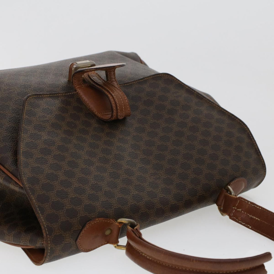 Celine Macadam Canvas Hand Bag PVC Leather 2Set Brown 7839B