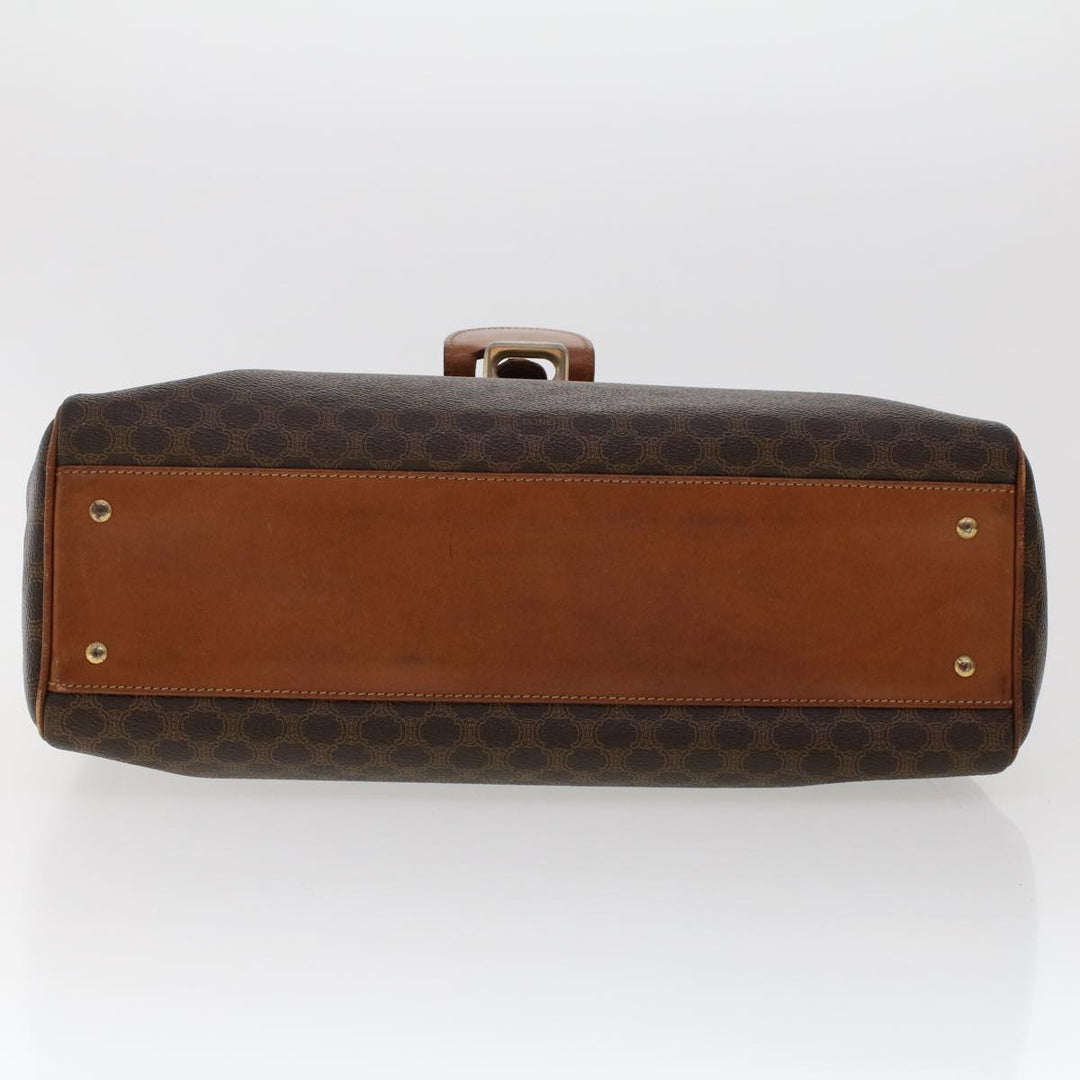 Celine Macadam Canvas Hand Bag PVC Leather 2Set Brown 7839B