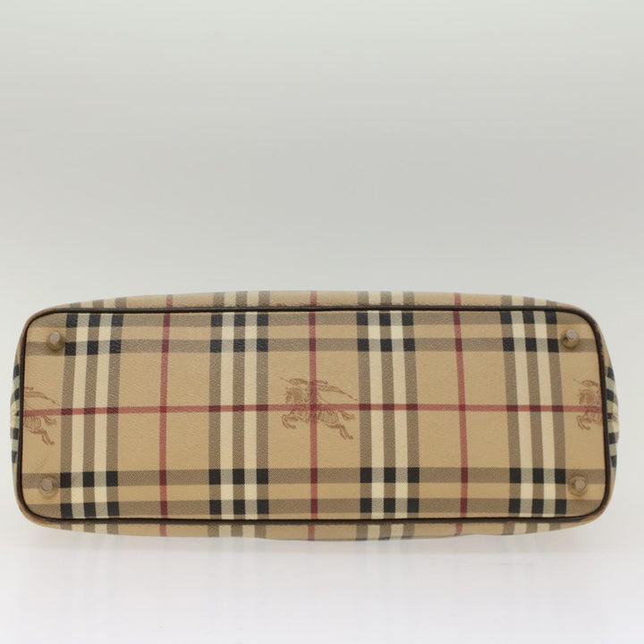 BURBERRY Nova Check Shoulder Bag PVC Leather Beige Dark Brown Auth yk7975