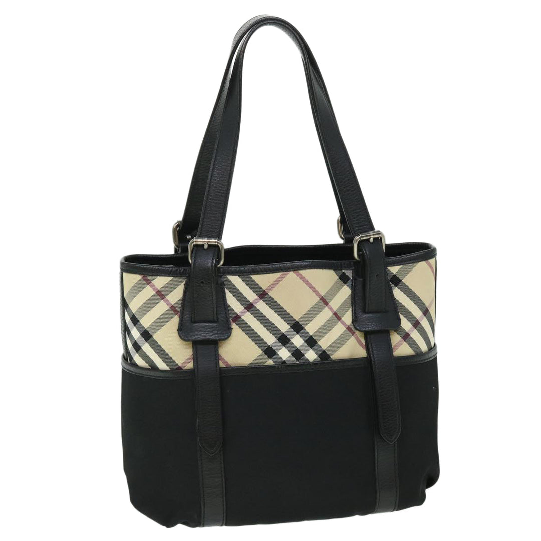 Burberry Nova Check Tote Bag Nylon Beige Black Auth yk8426