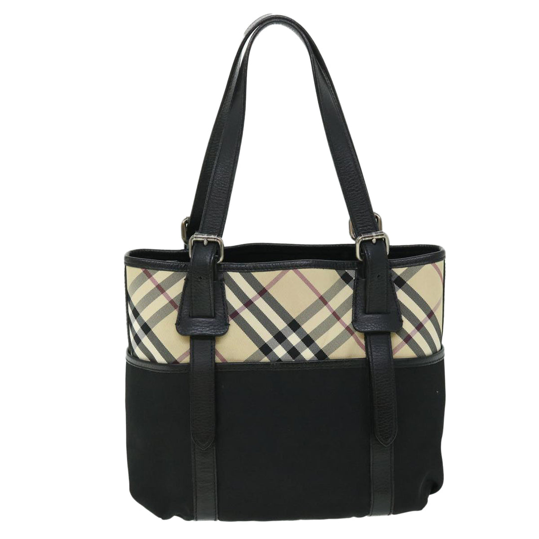 Burberry Nova Check Tote Bag Nylon Beige Black Auth yk8426