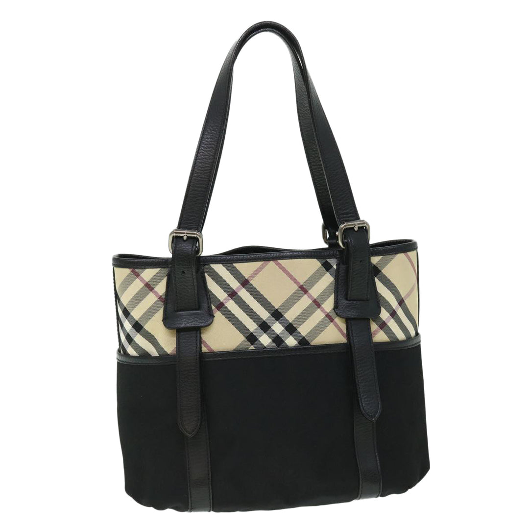 Burberry Nova Check Tote Bag Nylon Beige Black Auth yk8426