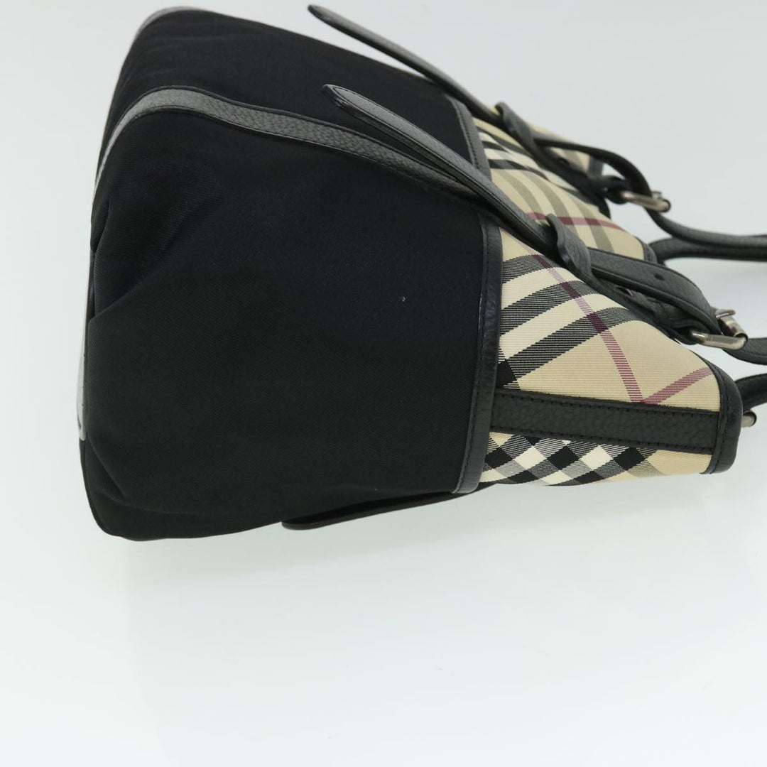 Burberry Nova Check Tote Bag Nylon Beige Black Auth yk8426