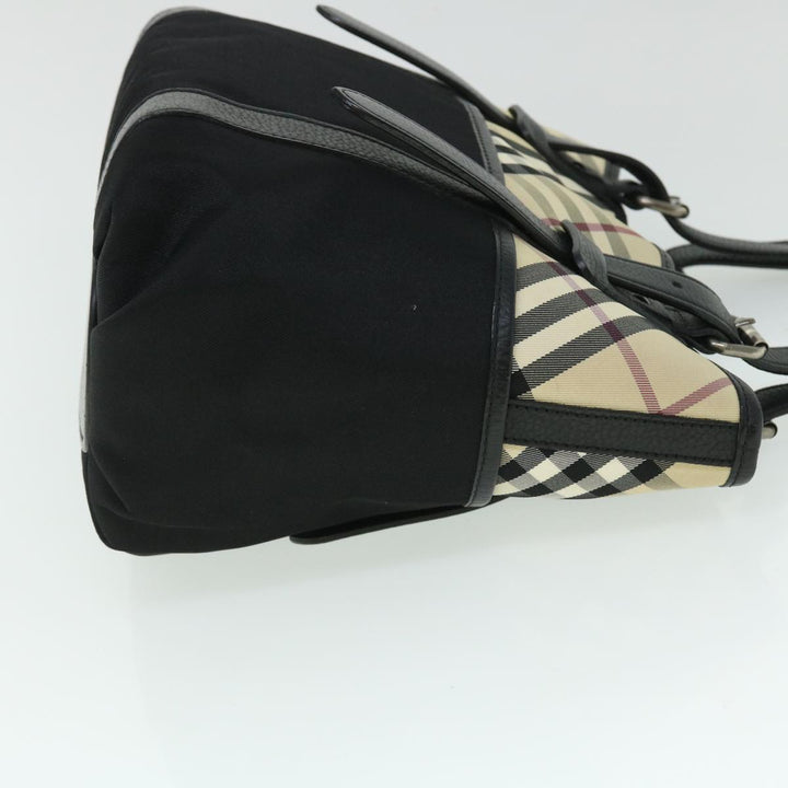 Burberry Nova Check Tote Bag Nylon Beige Black Auth yk8426