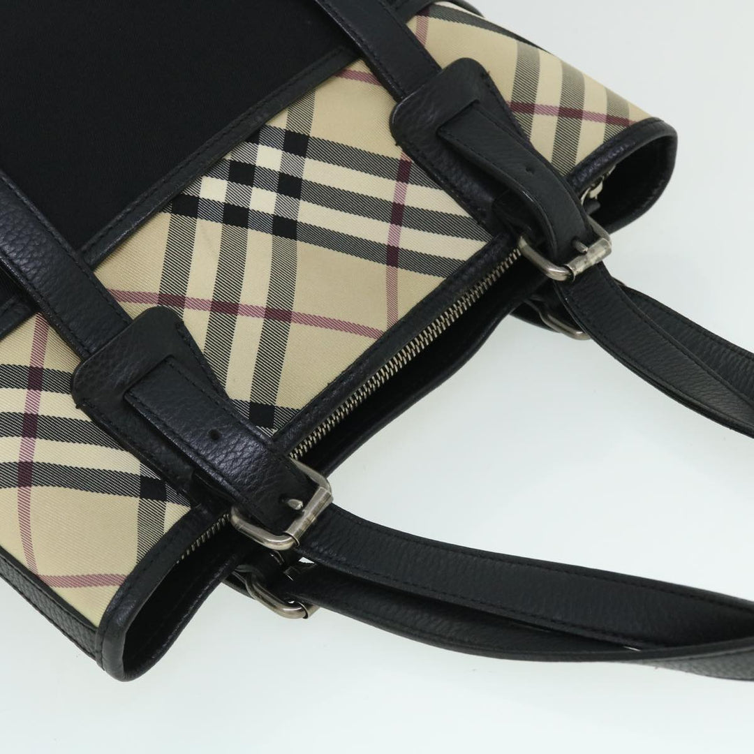 Burberry Nova Check Tote Bag Nylon Beige Black Auth yk8426