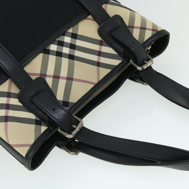 Burberry Nova Check Tote Bag Nylon Beige Black Auth yk8426