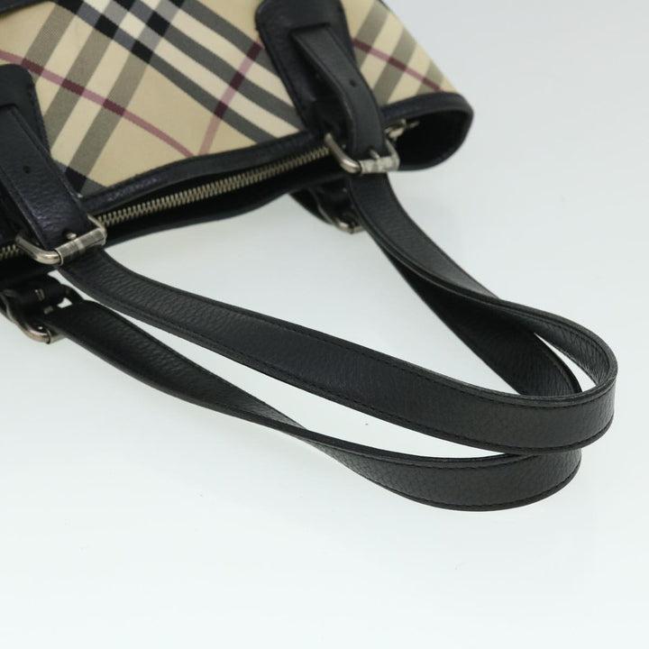 Burberry Nova Check Tote Bag Nylon Beige Black Auth yk8426