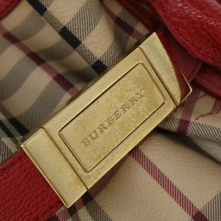 Burberry Nova Check Tote Bag PVC Leather Beige Red Auth yk8482