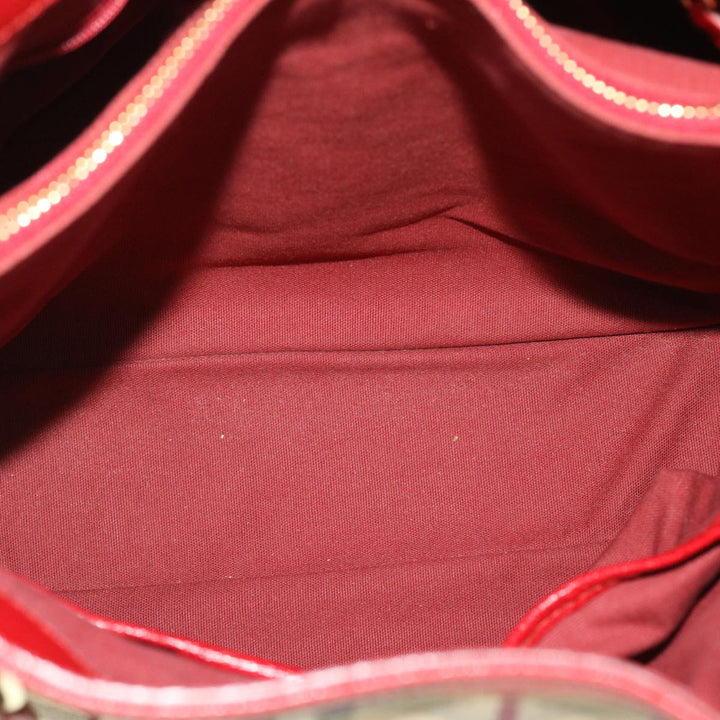 BURBERRY Nova Check Tote Bag Pvc Leather Beige Red Auth Yk8482