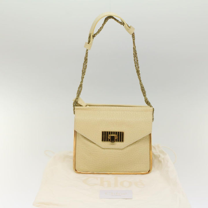 Chloe Chain Sally Shoulder Bag Leather Beige yk8515