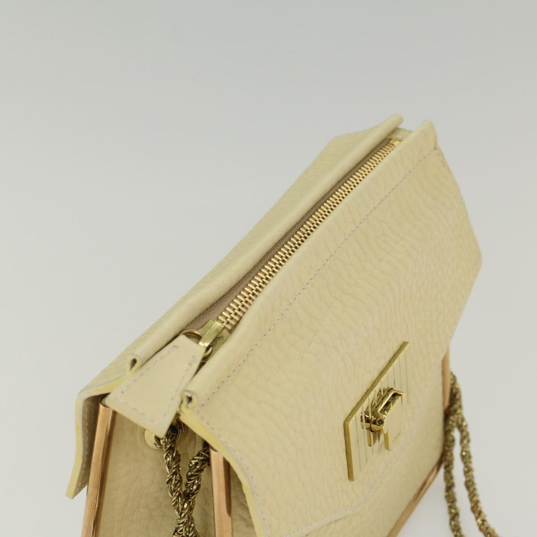 Chloe Chain Sally Shoulder Bag Leather Beige yk8515