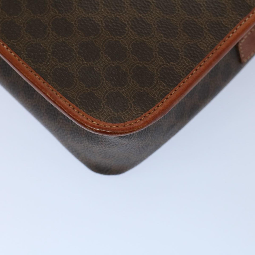 Celine Macadam Canvas Shoulder Bag PVC Leather Brown 8696