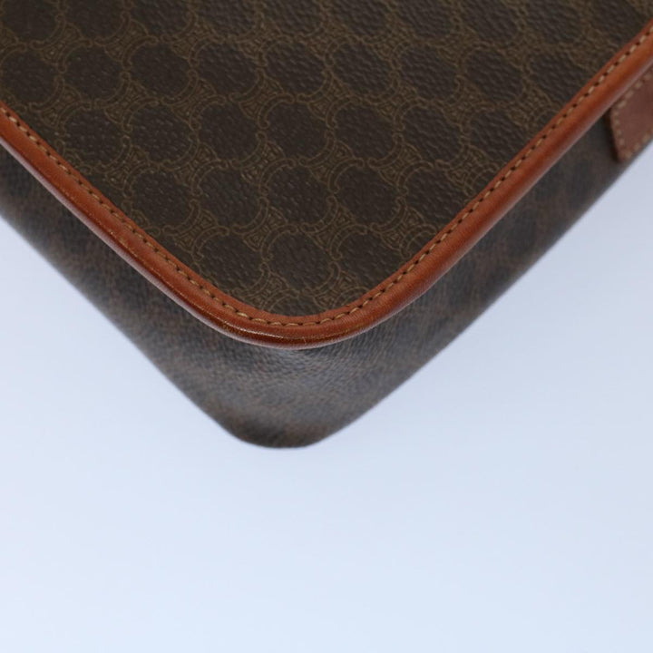 Celine Macadam Canvas Shoulder Bag PVC Leather Brown 8696