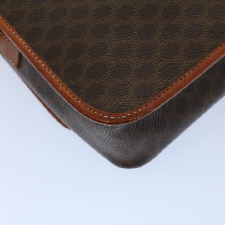 Celine Macadam Canvas Shoulder Bag PVC Leather Brown 8696