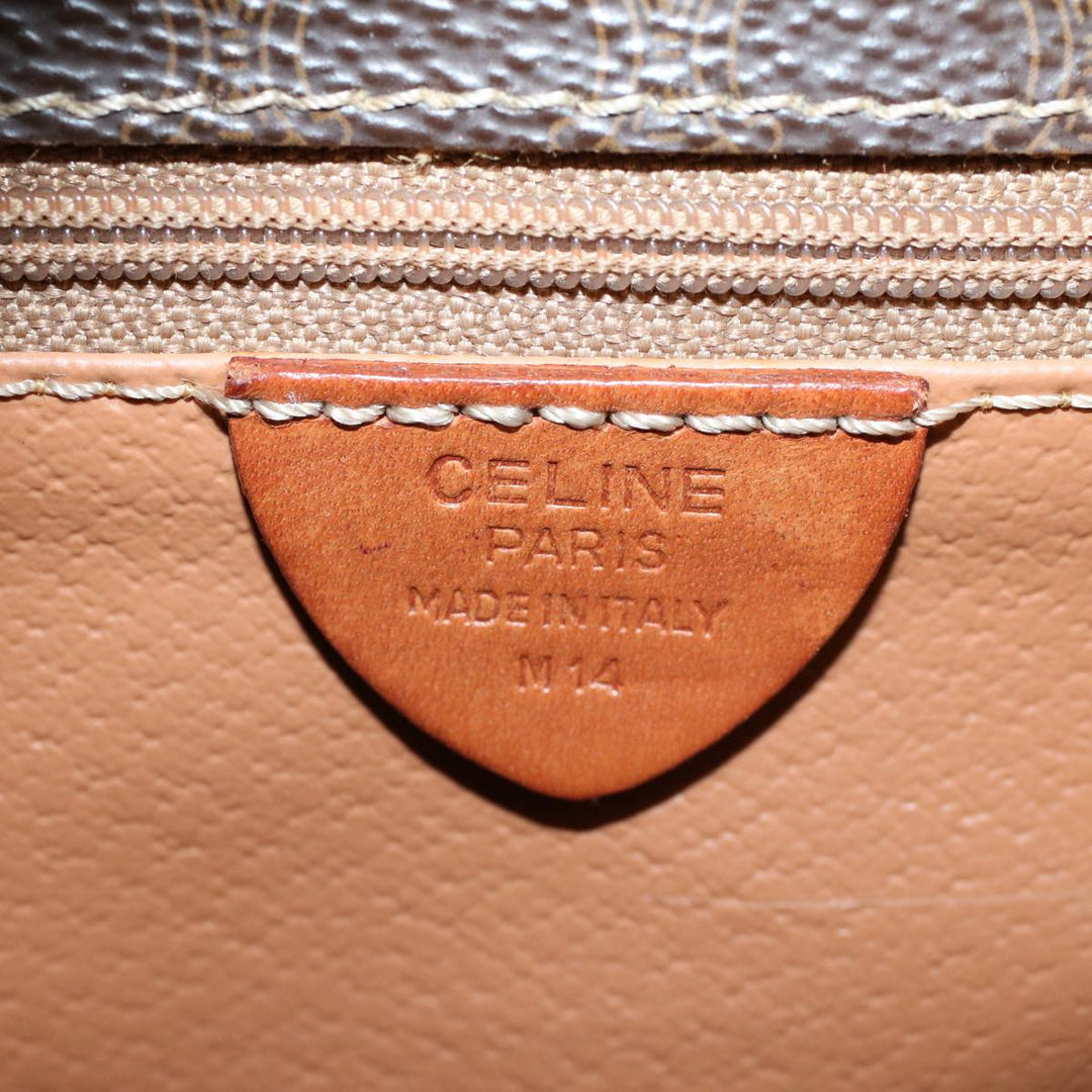 Celine Macadam Canvas Shoulder Bag PVC Leather Brown 8696
