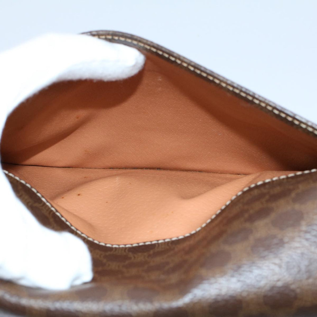 Celine Macadam Canvas Shoulder Bag PVC Leather Brown 8696
