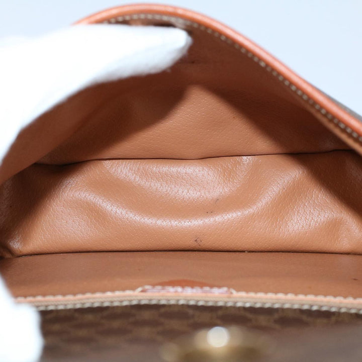 Celine Macadam Canvas Shoulder Bag PVC Leather Brown 8696